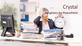  Presentation with employee anniversary work office - Presentation theme featuring female employee with too much background and a sky blue colored foreground