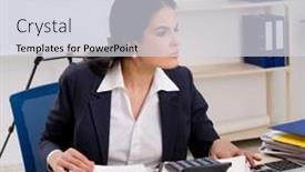  Presentation with work - Presentation design consisting of female-employee-with-too-much background and a  colored foreground