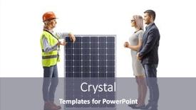  Presentation with woman engineer - Slide set having female-engineer-explaining background and a gray colored foreground