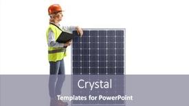  Presentation with solar panel - Presentation design featuring female-engineer-leaning background and a gray colored foreground