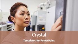  Presentation with cnc - Slide set enhanced with female engineer operating cnc machinery background and a coral colored foreground