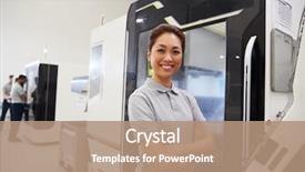  Presentation with cnc - Presentation consisting of female engineer operating cnc machinery background and a coral colored foreground