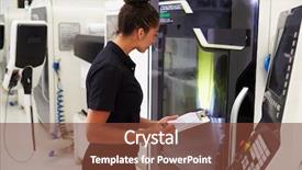  Presentation with cnc - Slides with female engineer operating cnc machinery background and a tawny brown colored foreground
