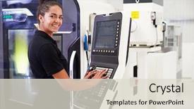  Presentation with cnc - PPT layouts consisting of female engineer operating cnc machinery background and a lemonade colored foreground