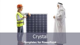  Presentation with solar - PPT theme having female-engineer-with-a-solar background and a gray colored foreground