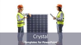  Presentation with photovoltaic - PPT layouts with female-engineers-with-a-photovoltaic background and a gray colored foreground