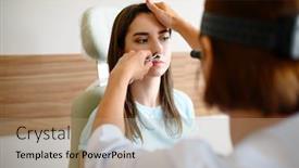  Presentation with ent doctor - Slide deck featuring female-ent-doctor-and-patient background and a coral colored foreground