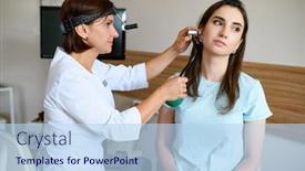  Presentation with ent doctor - PPT layouts having female-ent-doctor-with-otoscope background and a light blue colored foreground