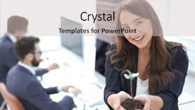  Presentation with anatomy female reproductive organ - Beautiful slides featuring female environmentalist showing fresh sprout backdrop and a light gray colored foreground