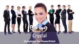  Presentation with gold trophy - Presentation theme having female executive holding a gold background and a violet colored foreground