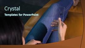  Presentation with executive - Presentation theme with female-executive-using-glass-sheet background and a wine colored foreground