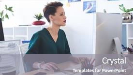  Presentation with amsterdam historical beautiful view - Amazing presentation theme having female executive working on computer backdrop and a gray colored foreground