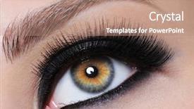  Presentation with eye brows - PPT theme enhanced with female eye with bright black background and a coral colored foreground