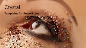  Presentation with fancy gold glitter sparkle confetti - Cool new slides with female eye with fancy glitter backdrop and a  colored foreground