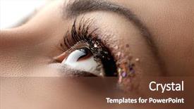  Presentation with fancy gold glitter sparkle confetti - Presentation design consisting of female eye with fancy glitter background and a  colored foreground