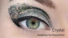  Presentation with fancy gold glitter sparkle confetti - Theme enhanced with female eye with fancy glitter background and a  colored foreground