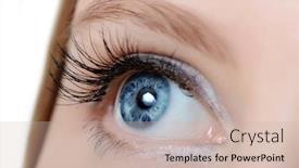  Presentation with eyelashes - Colorful PPT theme enhanced with female-eye-with-long-eyelashes backdrop and a soft green colored foreground