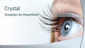  Presentation with eyelashes - Amazing presentation theme having female eye with long eyelashes backdrop and a sky blue colored foreground