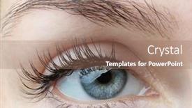  Presentation with eyelashes - Presentation design featuring female-eye-with-long-eyelashes background and a coral colored foreground