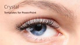  Presentation with eyelashes - PPT theme having female-eye-with-long-eyelashes background and a lemonade colored foreground