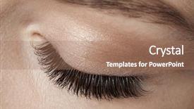  Presentation with eyelashes - PPT theme enhanced with female eye with long eyelashes background and a coral colored foreground
