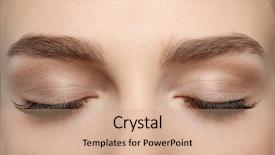  Presentation with eyelashes - Slide set with female eyes with long eyelashes background and a coral colored foreground