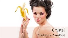  Presentation with banana - Slides with female-face-with-banana-over background and a lemonade colored foreground