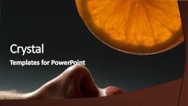  Presentation with orange slice - Amazing PPT theme having close up citrus bright ripe - profile of female face backdrop and a black colored foreground