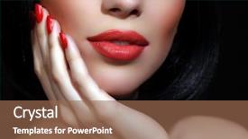  Presentation with part of engine - PPT layouts with female face with red lips background and a violet colored foreground