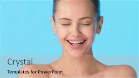  Presentation with clean water - PPT layouts enhanced with female-face-with-water background and a coral colored foreground