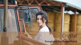  Presentation with tractor - Audience pleasing theme consisting of female farmer and her tractor backdrop and a coral colored foreground