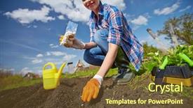  Presentation with seed - Presentation having female farmer sowing seed background and a tawny brown colored foreground