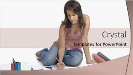  Presentation with sketching - Audience pleasing presentation consisting of female-fashion-designer-sketching backdrop and a coral colored foreground