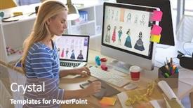  Presentation with flower office desk table - Amazing presentation theme having female fashion designer using graphic backdrop and a coral colored foreground