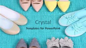  Presentation with fashion shoes - Audience pleasing slide set consisting of female-fashion-shoes-on-blue backdrop and a light blue colored foreground