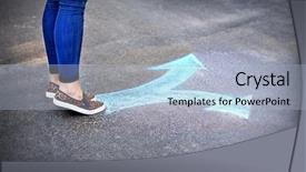  Presentation with pavement - Slide deck enhanced with female feet and drawing arrows background and a light blue colored foreground