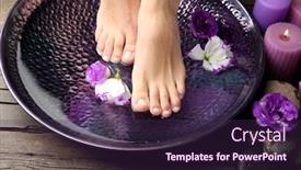  Presentation with compliance policy procedure conformity obedience - Beautiful PPT theme featuring female feet at spa pedicure procedure backdrop and a wine colored foreground