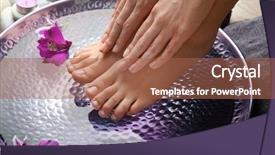  Presentation with feet - Presentation theme featuring female feet at spa pedicure background and a red colored foreground