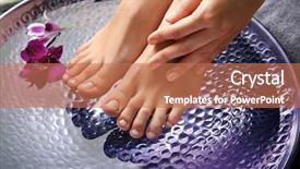  Presentation with feet - PPT theme having female feet at spa pedicure background and a coral colored foreground