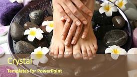  Presentation with feet - Presentation theme with female feet at spa pedicure background and a tawny brown colored foreground