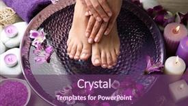  Presentation with female - PPT layouts consisting of female feet at spa pedicure background and a violet colored foreground