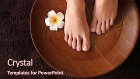  Presentation with feet - Amazing PPT theme having female feet at spa pedicure backdrop and a wine colored foreground