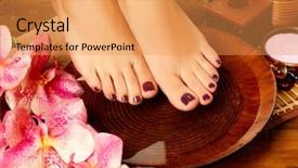  Presentation with spa salon - Colorful PPT layouts enhanced with female feet at spa backdrop and a yellow colored foreground