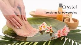  Presentation with bowl of aroma spa - PPT theme featuring female feet in spa bowl background and a  colored foreground