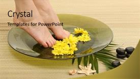  Presentation with water bamboo - Beautiful slide set featuring female feet in spa bowl backdrop and a coral colored foreground