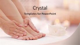  Presentation with beauty salon pedicured feet - Slide set having female feet in spa salon background and a  colored foreground