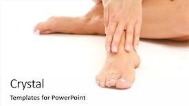  Presentation with jesus washing feet - Colorful slide set enhanced with female feet isolated on white backdrop and a white colored foreground