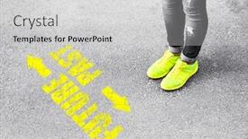  Presentation with feet - Cool new PPT theme with female-feet-on-road-background backdrop and a light gray colored foreground