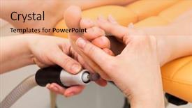  Presentation with beauty salon - Slide deck with female feet pedicure background and a coral colored foreground