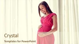  Presentation with motherhood - Beautiful PPT theme featuring female fertilization - pregnancy motherhood people and expectation backdrop and a cream colored foreground